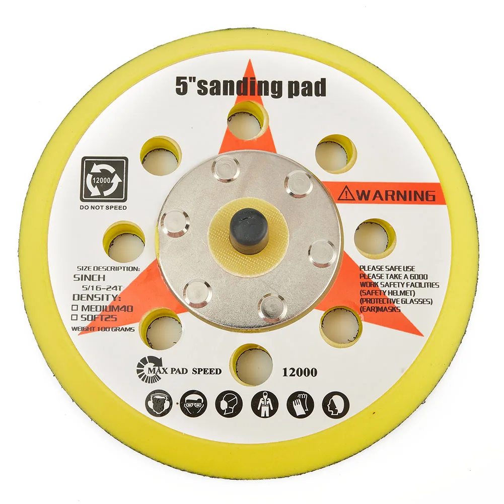 

1* Backing Pad 125mm 5in 5inch/125mm Diameter 8holes Hook & Loop Polisher Sanding Disc Sponge 1pc Hot New Nice