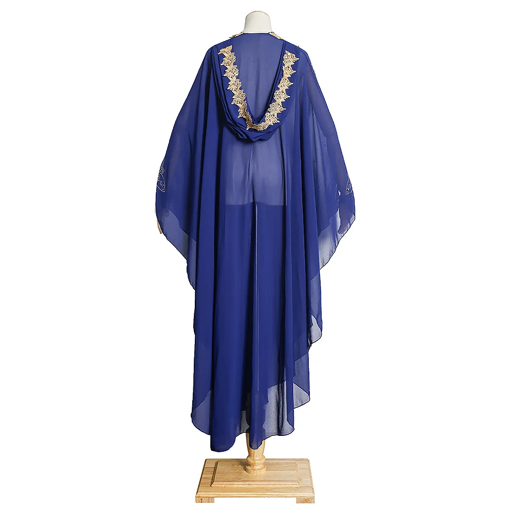 Vestido kaftan com capuz muçulmano para mulheres,