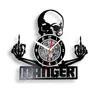Gothic Skull Laser Cut Vinyl Record Wall Clock For Man Cave Room Halloween Horror Home Decor Retro Music Album Skeleton Clock 1