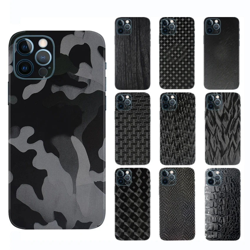 3D Camo Ghost Black Skin Film Wrap Skin Phone Paste Sticker Per Iphone 15 Pro Max 14 Plus 13 Pro 12 Mini Full Cover Matte Film