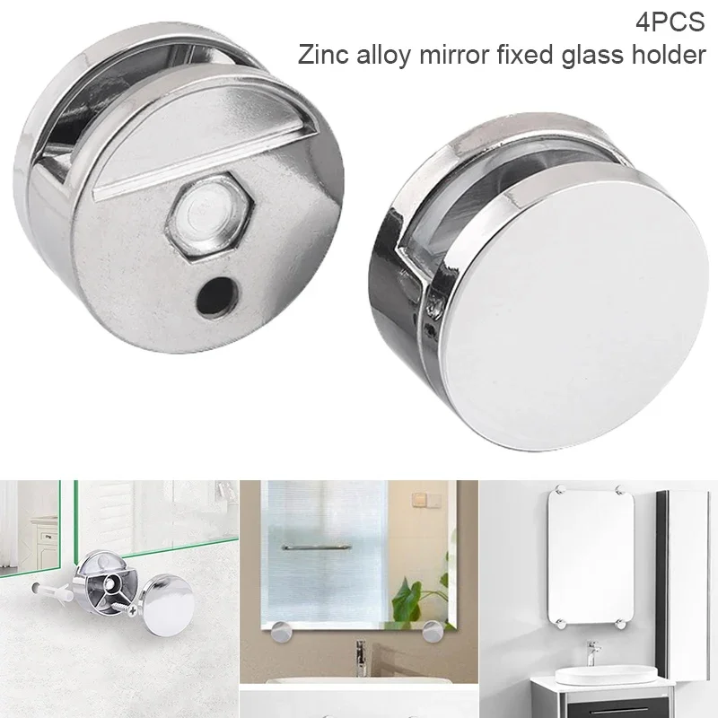 Glass Shelf Clamp Holder Glass Fasteners 4 Pcs Glass Clamp Bathroom Mirror Clips Zinc Alloy Glass Clip Shelf Support Brackets Holder JDH99