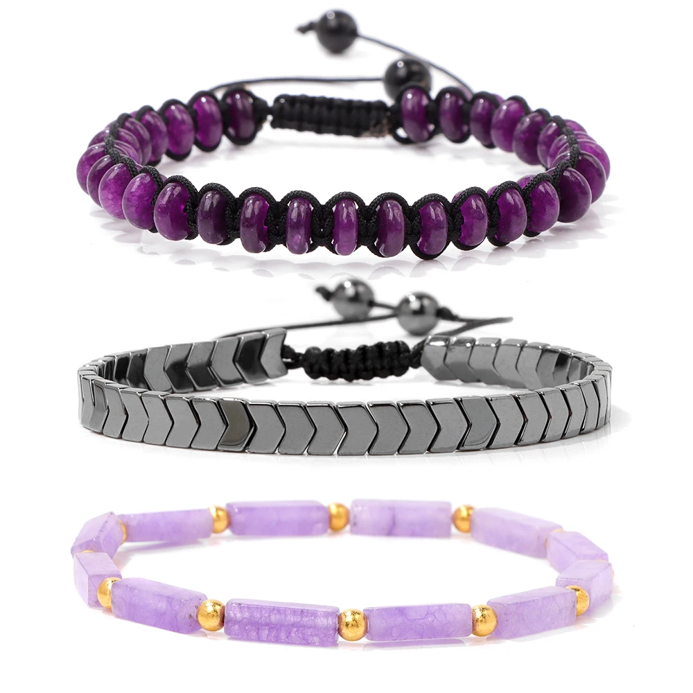 Amethyst Body-Purifying Healing Bracelets Set - Natural Stone Slimming Jewelry