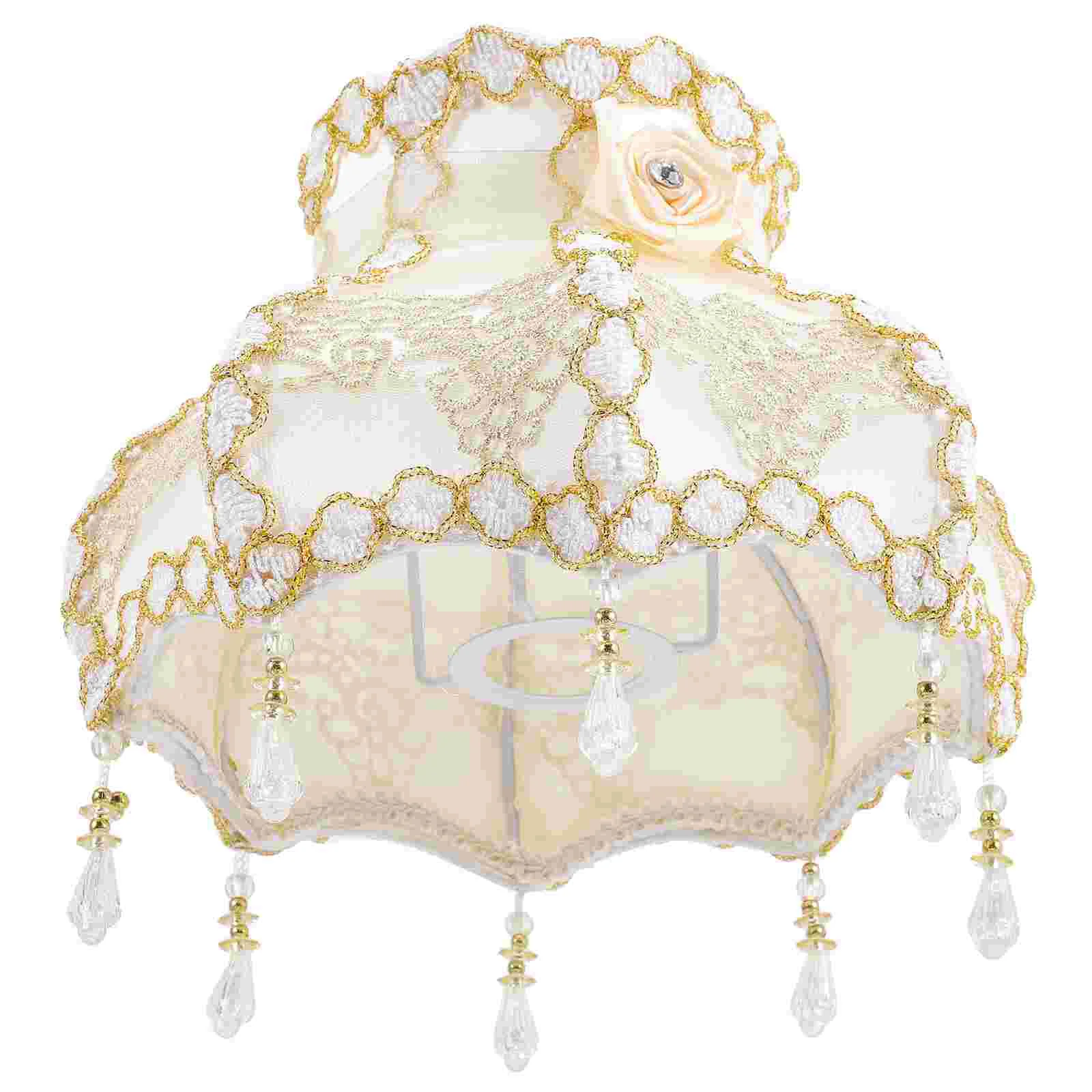 

Vintage European Lampshade Light Shades for Table with Bead Fringe Metal Victorian