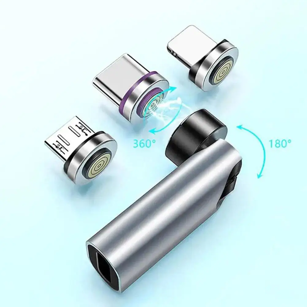 540 Degree 3-in-1 5A Fast Charging Type C Cable Rotating Magnetic Suction Adapter For Huawei Ipad Phone B9V0