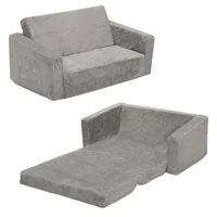Serta Perfect Sleeper Extra Wide Convertible Sofa to Lounger - Comfy 2-in-1 Flip Open Couch/Sleeper for Kids, Grey 1