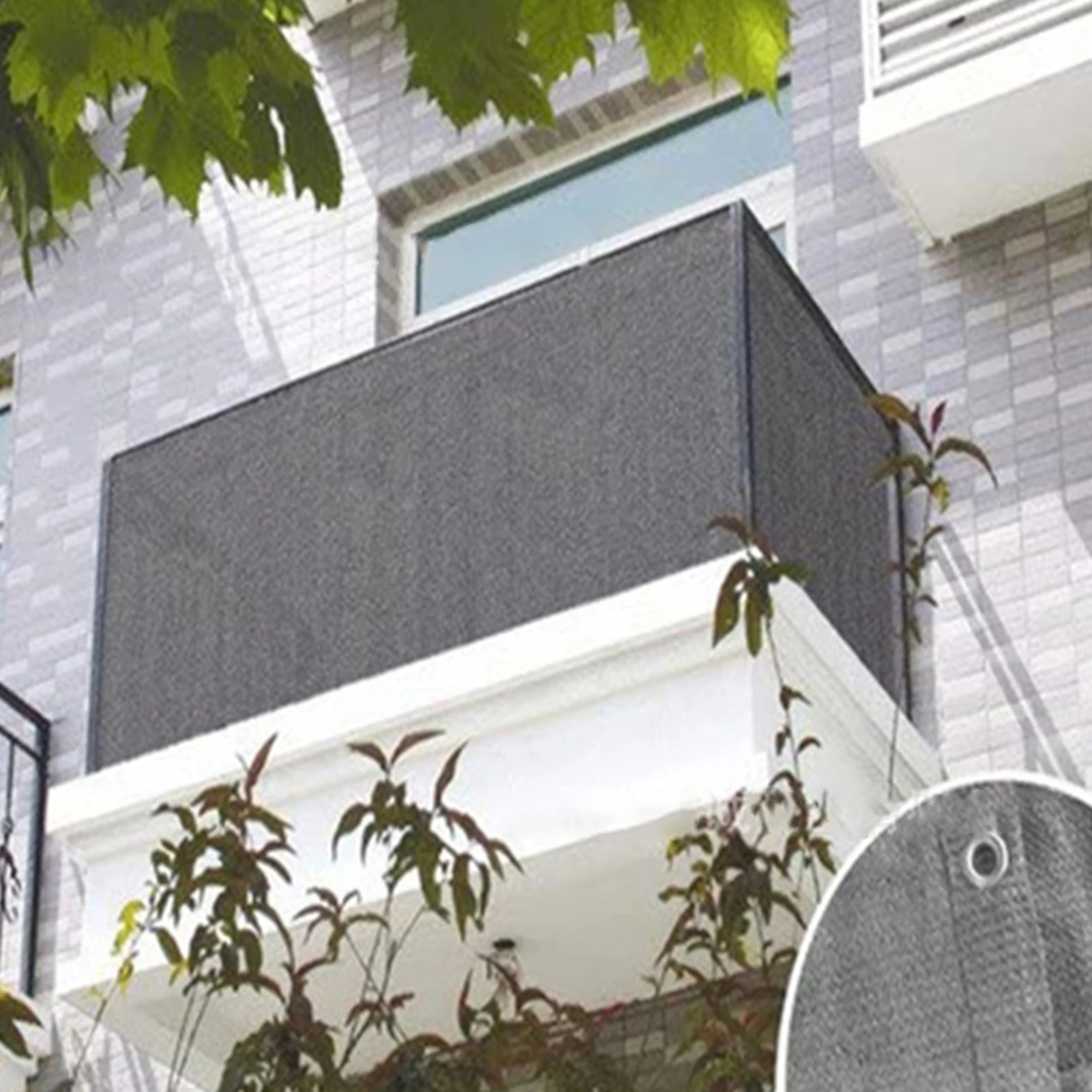 Balcony Privacy Screen Cover 90x500cm Privacy Fence Shield UV-Proof Windbreak Net HDPE Fence Sunshade Weatherproof for Outdoor/Patio/Garden/Backyard,Grey 