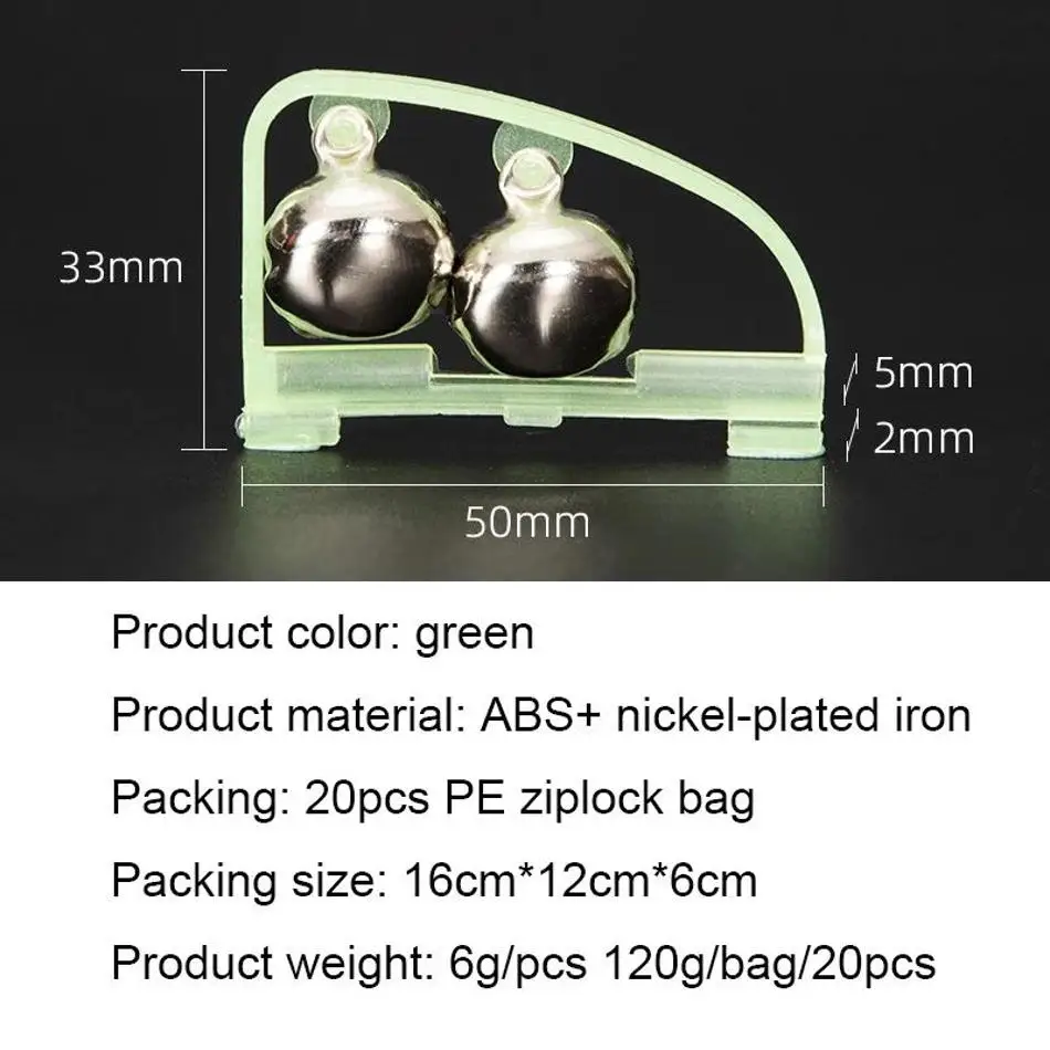 New 5 Pcs 5cm*3cm Fish Bell Fishs Equipment Luminous Sea Fishing Feeder Fishing Bell Twin Rod Tip Fish Bell Alarm Fish Tackle