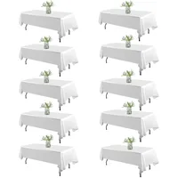 10 Pack White Table Cloth Rectangle Tablecloths 60X102 Inch,Polyester Table Cloth for 6 Foot Rectangle 1