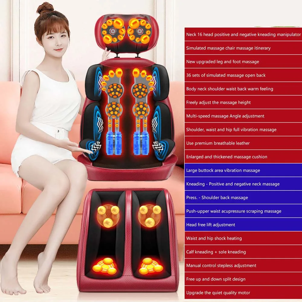 Massager Chair Pad Electric Heating Vibrating Cervical Neck Back Body Cushion Massag for Car Home Lumbar Mattress Pain Relief 2