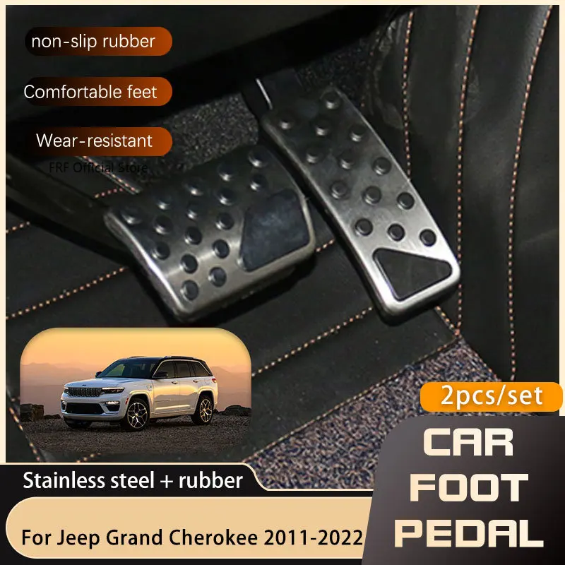 Copri Pedali Per Jeep Cherokee 2014-2021 - Nero Argento, Set Freni E Acceleratore