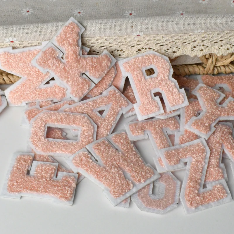 A-Z 5cm Chenille Letter Patches Felt Applique Personalized Phrase Embroidery DIY Craft Clothing Accessories 6 colors chenille sticker patch rhinestone letter patches