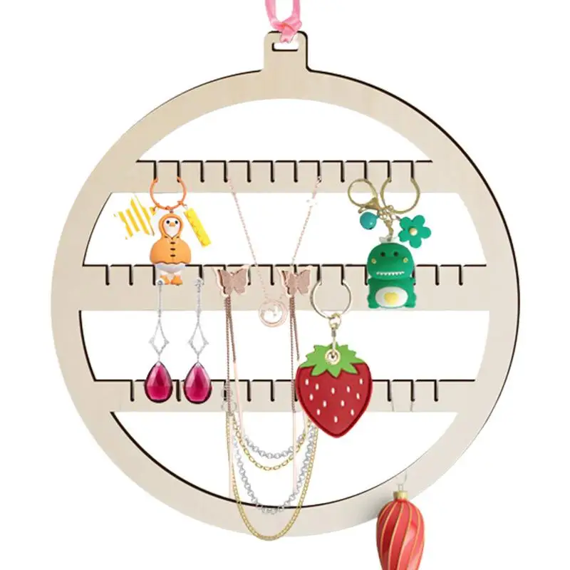 

Wall Mounted Earring Organizer Wooden Earring Rack With Three Functional Zones Earring Holder Stable For Bedroom Living Room