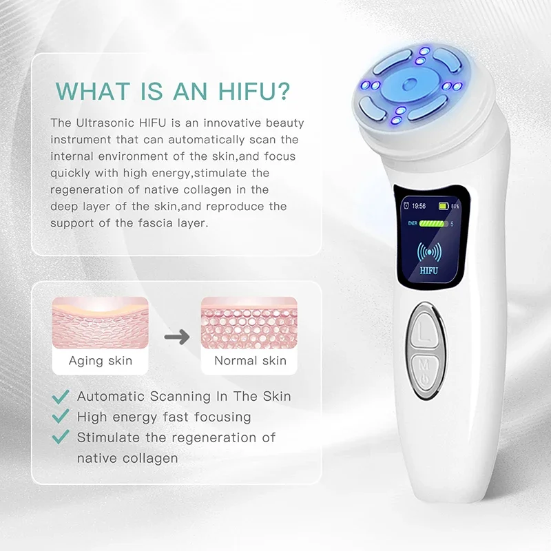 4 IN 1 Mini HIFU Radio Frequency Ultrasond Machine EMS Micro Current Facial Beauty Instrument Firming Skincare Anti-Wrinkle Tool