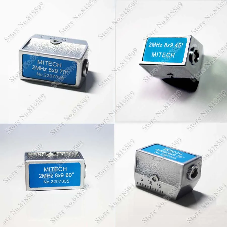 Mitech 2MHz 8x9mm 45 / 60 / 70 degree Angle Beam Signal Element Probe Transducer for Ultrasonic Flaw Detector