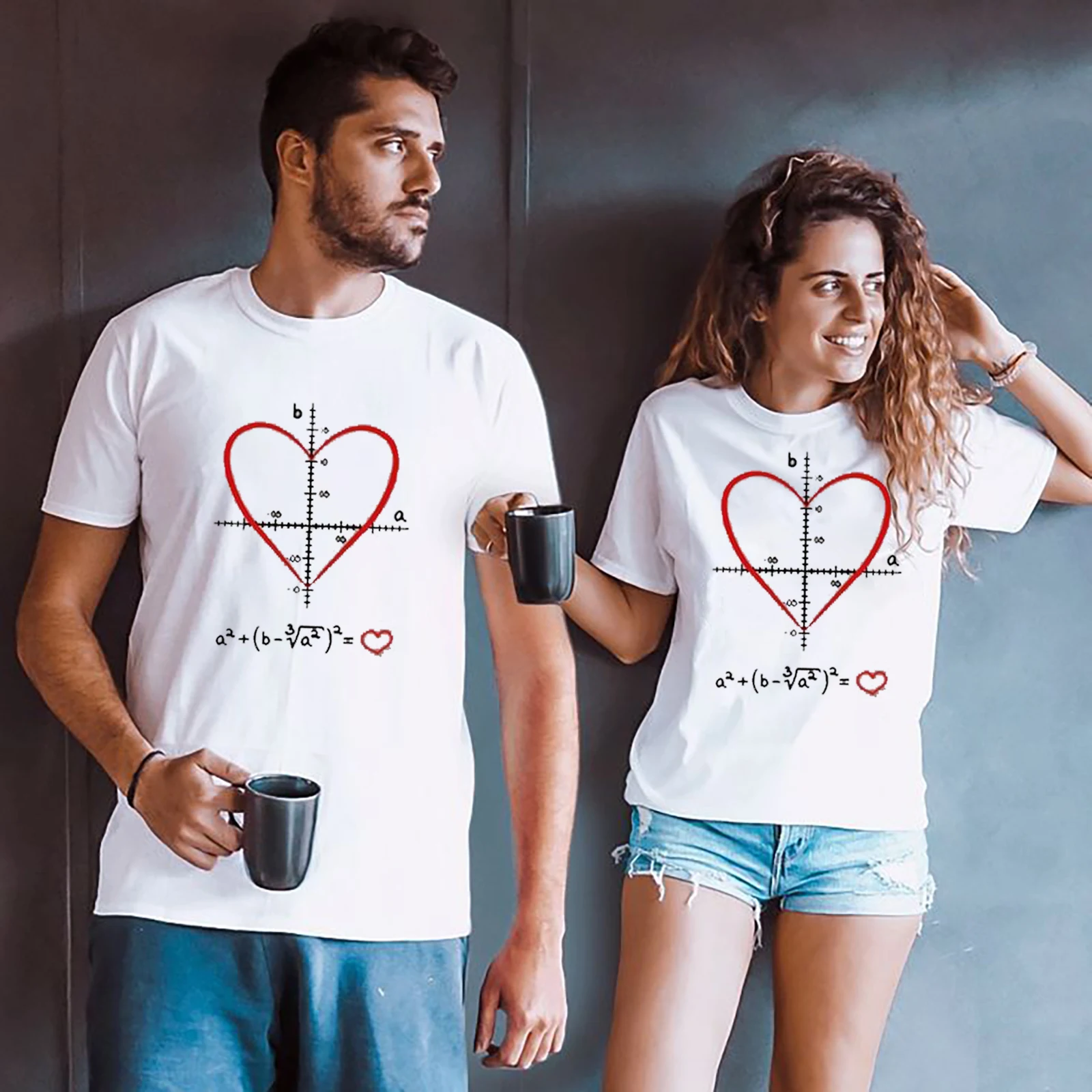 

Seeyoushy 2023 Valentine's Day Women Tshirt Mathematical Formula of Love Print Funny Sweet TShirt Femme Short Sleeve Top Clothes