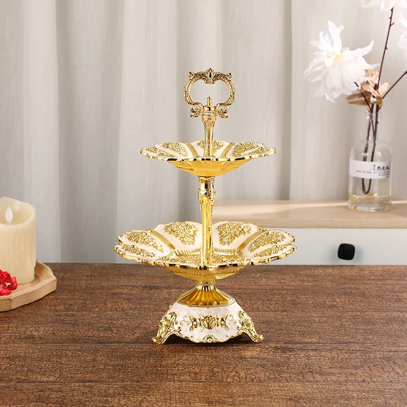 PEANDIM Luxury Portable Fruit Plate European Desktop Tray Wedding Party Cake Stand Home Nuts Sweets Decorative Storage Tray 4