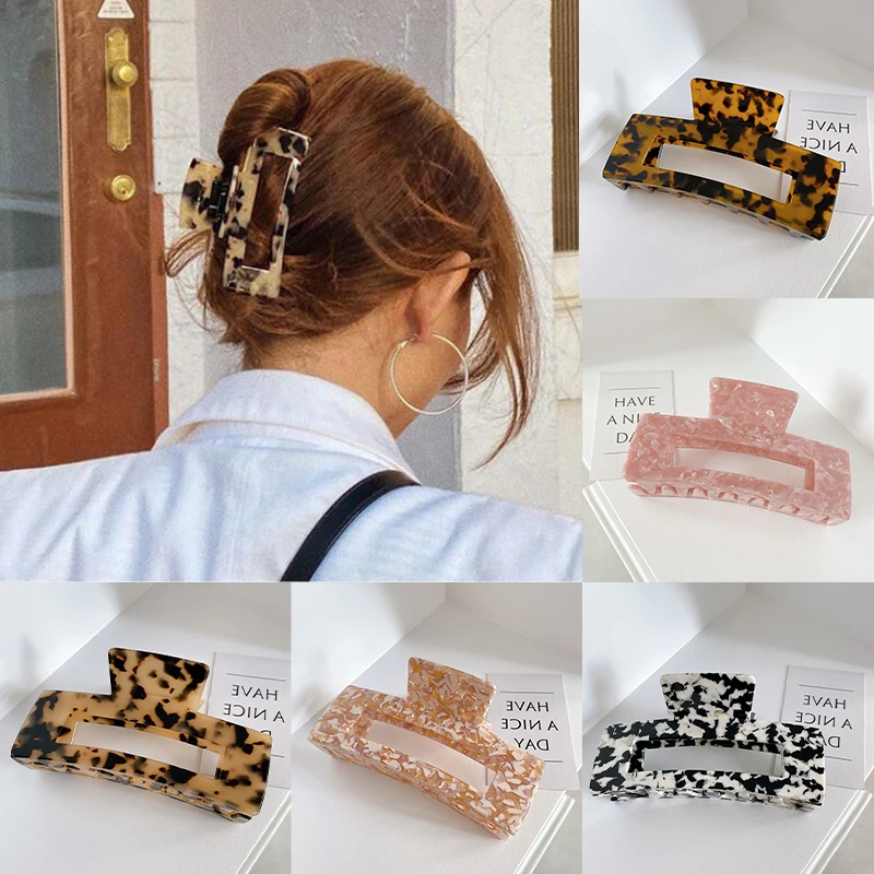 Fashion Women Acetate Hair Claws Crab Clamps Charm Solid Color Leopard Lady Small Size Hair Clips Headdress Hair Styling Tool versatile hair accessories storage strap solid flower charm headband organiser