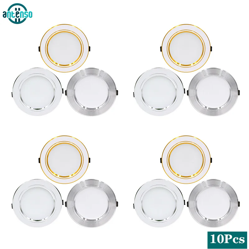 

10pcs/lot Led Downlight 220V Ceiling Light 5W 9W 12W 15W 18W Recessed Down Light Round Panel Light Spotlight Indoor Lighting