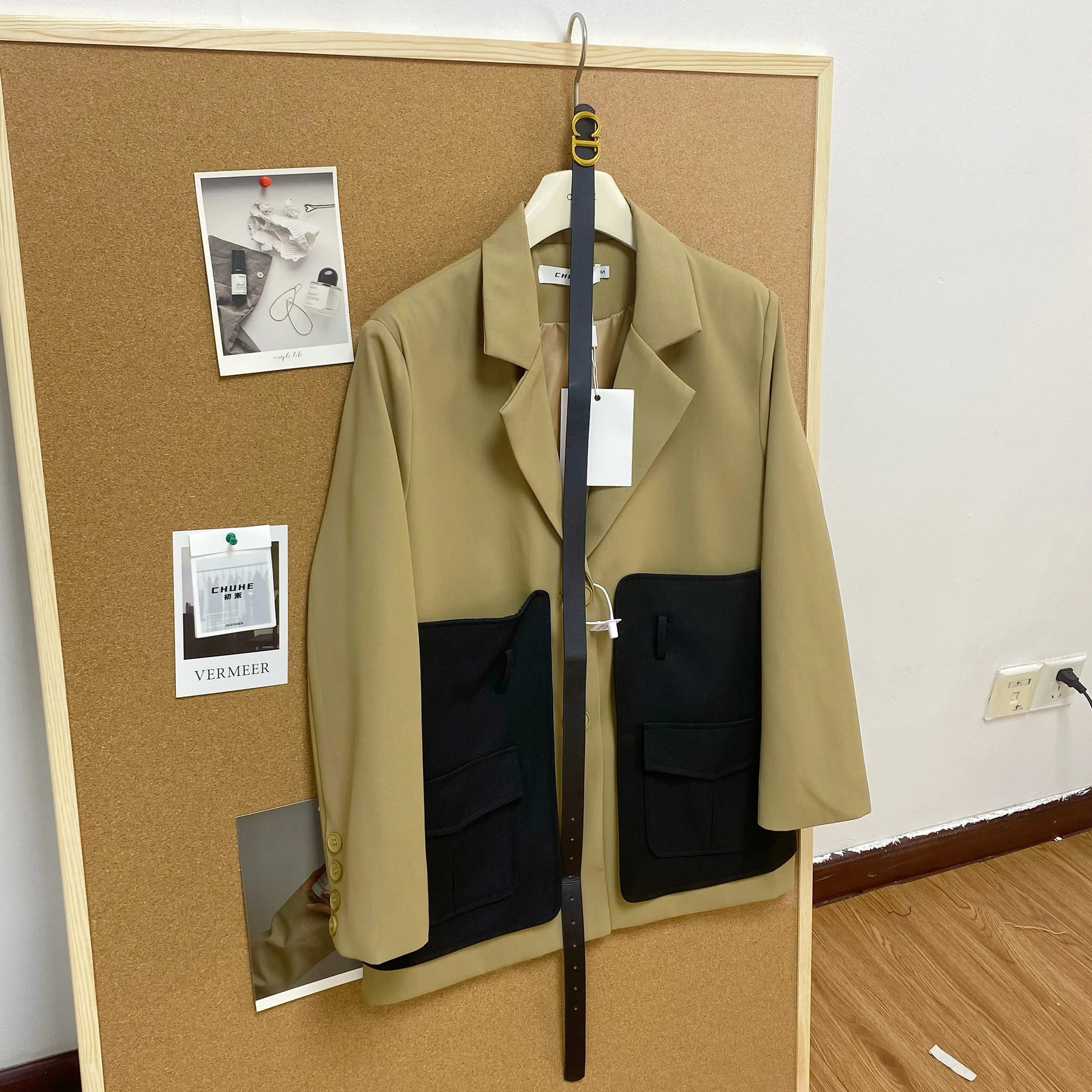 

2023 women new style fashion blazer office ladies suit collar jacket color blocking elegant beautiful blazer streetwear