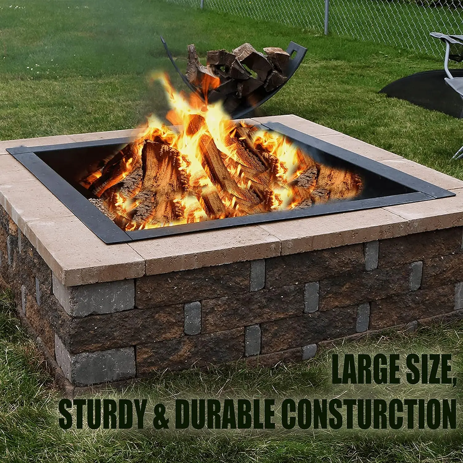 Smokeless fire pit ring inserted square type 29 "outer diameter and 25" inner diameter 2MM smokeless bonfire liner with vent