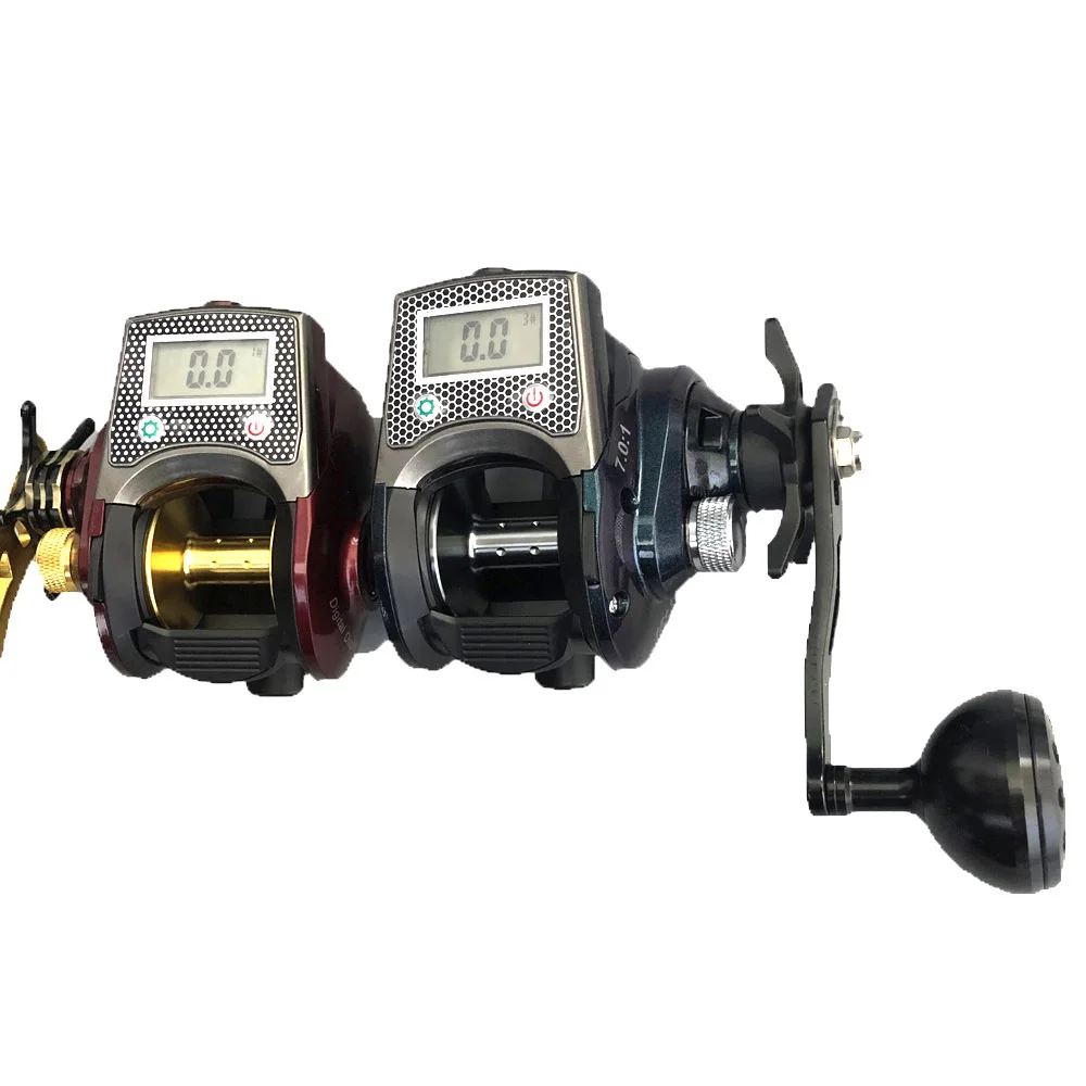 Lithium Charge Digital Display Fishing Reel 16+1BB Gear Ratio 7.0:1  Electronic Line Counter Water Depth Sea Baitcasting Wheel