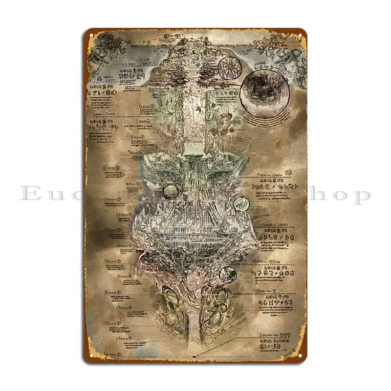 Made In Abyss Map Segni In Metallo Garage Design Club Garage Decorazione Personalizzato Tin Sign Poster