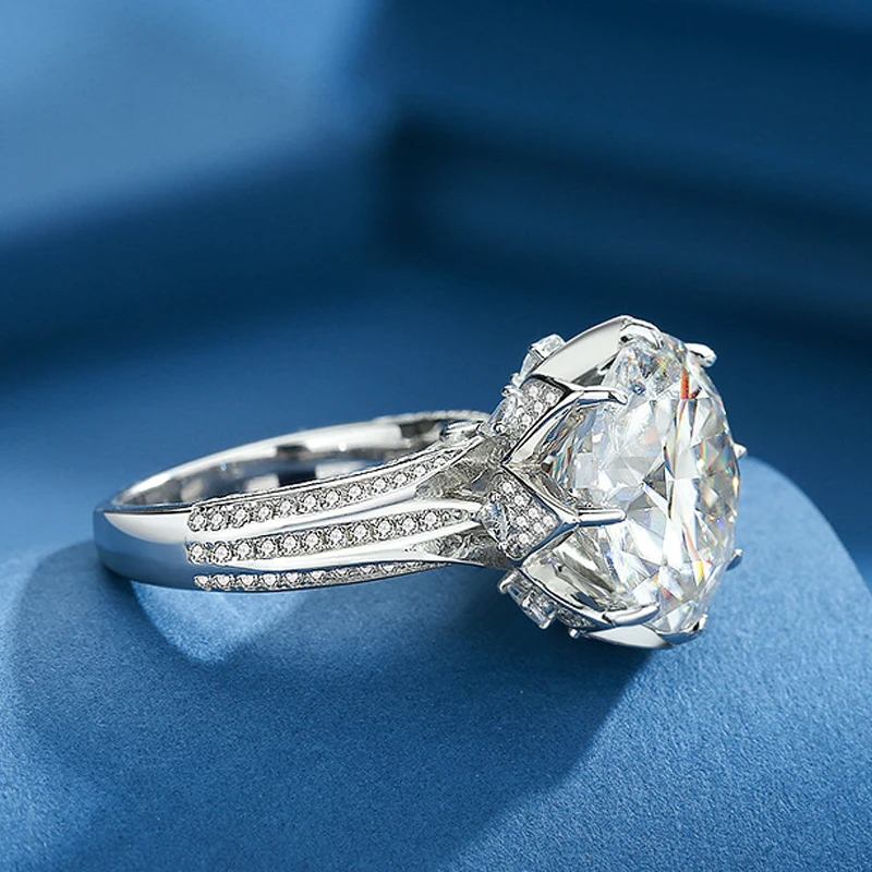 Фото Роскошное кольцо Houtros 10CT D VVSI из муассанита, серебро 925 пробы, тарелка 18 К, белое золото, свадьба, сверхъяркий драгоценный камень, браслет, ювелирные изделия, GRA №4