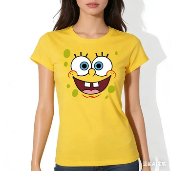 2026 New Cute Cartoon SpongeBob SquarePants Printed T-shirt Summer Short sleeved O-neck T-shirt Casual Street Wear Adult Top 1