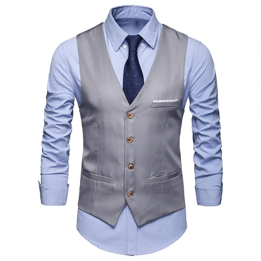 Dress Vests Men Business Waistcoat Soft Texture Formal Vest Sleeveless for Work