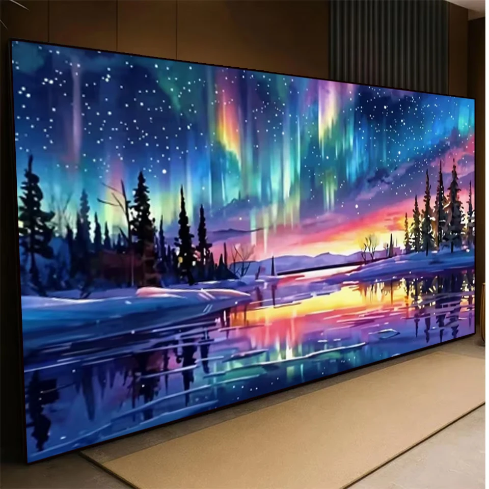 5D Diamond Art Painting Aurora Landscape Mosaic Embroidery Cross Stitch Kit Full Round Rhinestone Diy Wall Home Decor Gift 1