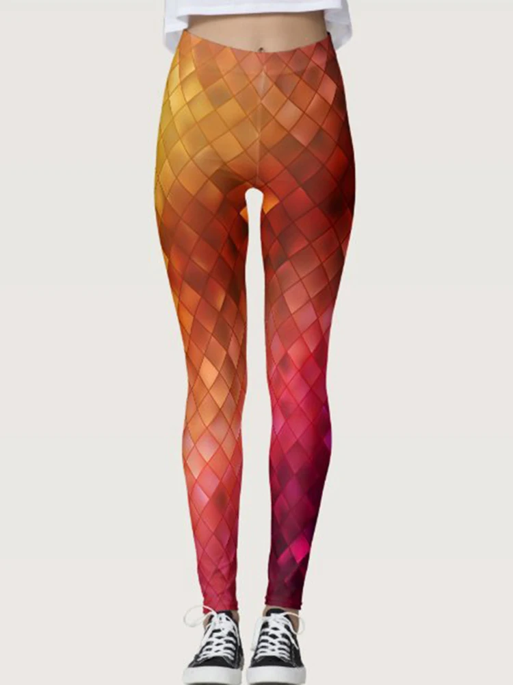 

Fitness Leggings Push Up Running Pants Women Sports Leggins Yoga Plaid Printed Elastic Polyester Tights