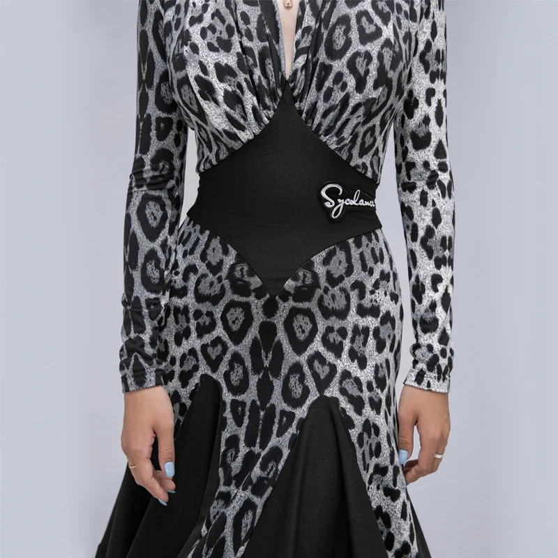 女性ヒョウラテンダンス競技ドレスルンバサンバラテンダンスドレス大人