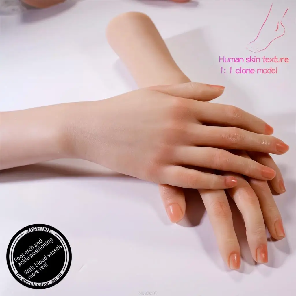 Blood Vessels Female Hand Model Bendable for Art Jewelry Display Fake Nail Practice Liquid Silicone Fingers Bone TGDW01