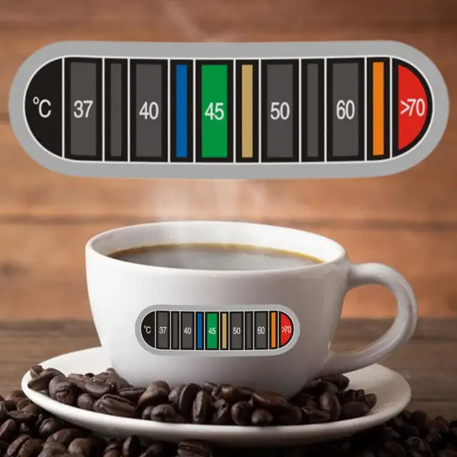 5Dcs Hőmérséklet -Mérő Matricák Vízálló Önmagarasztó -Matricák Eltávolítható Színváltó Hőmérők Kávézóhoz