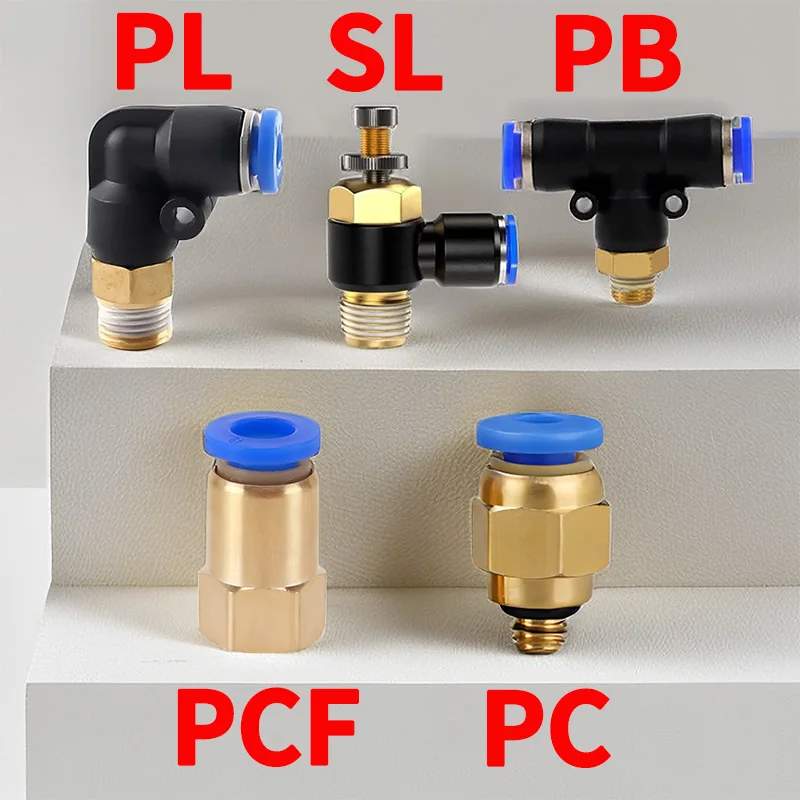 

20/50 PCS PC SL PCF PL PB Push to Connect Tube Fitting 4/6/8/10/12mm Tube OD x M5/01/02/03/04 Thread Pneumatic Air Push Fitting