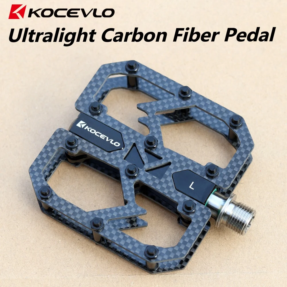 KOCEVLO Kohlefaser-Pedal, ultraleicht, 195 g, MTB, Titanschaft, 3 Lager, Rennrad-Pedal, rutschfestes Rennpedal – Detail 7