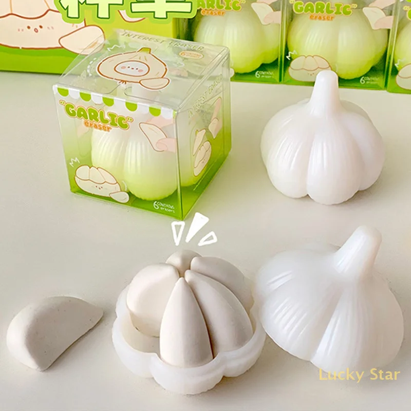 Kawaii Lovely Garlic Rubber Eraser Funny Creative Eraser Writing Drawing Erasers Office Supplies Student Stationery Gifts