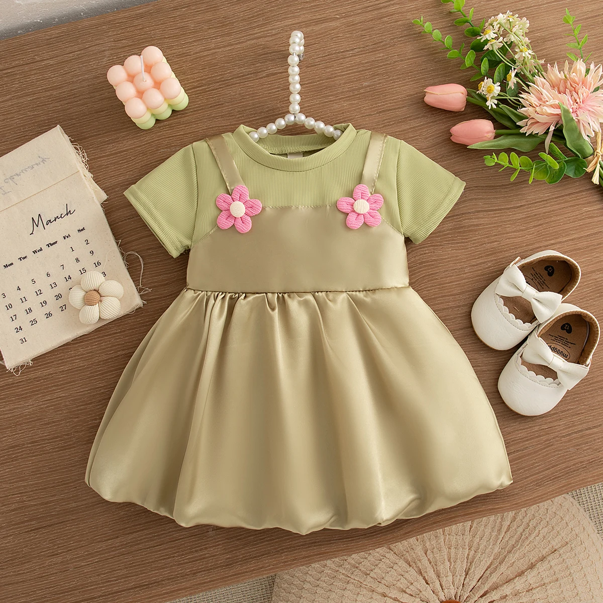 فستان بناتي صيفي نقشة زهور