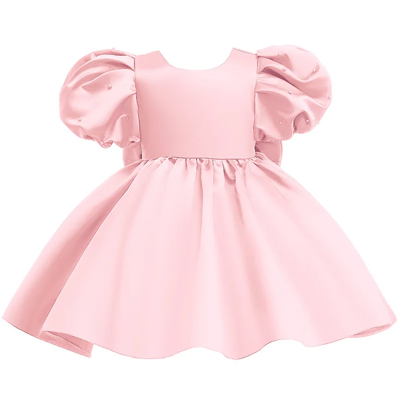 1-10Y Girls Bow Princess Dress Summer Kids Girls Performance Host Costume Dresses Children Party Prom Gown Vestido Formal Dress matching family fall outfits