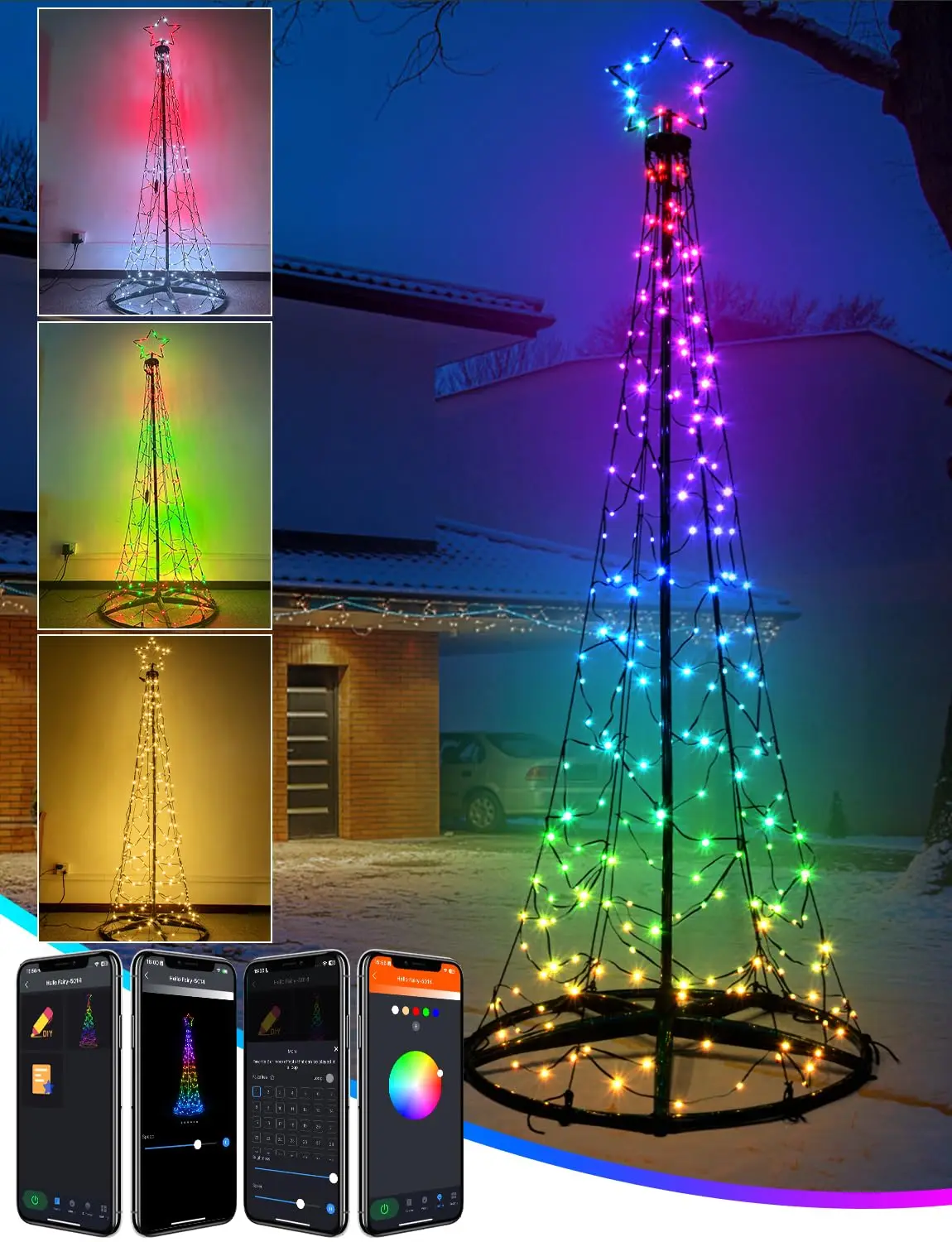 AppControlledLEDChristmasTreeLightsSmartTreeTopperStarString