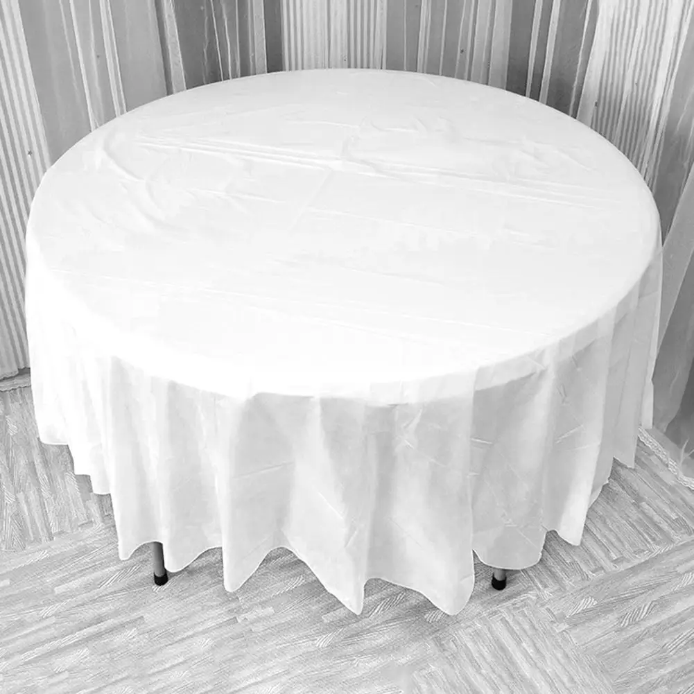 

84 Inch Round Tablecloth Simple Disposable PE Waterproof Thicker Table Cover Fabric For Home Kitchen Accessories