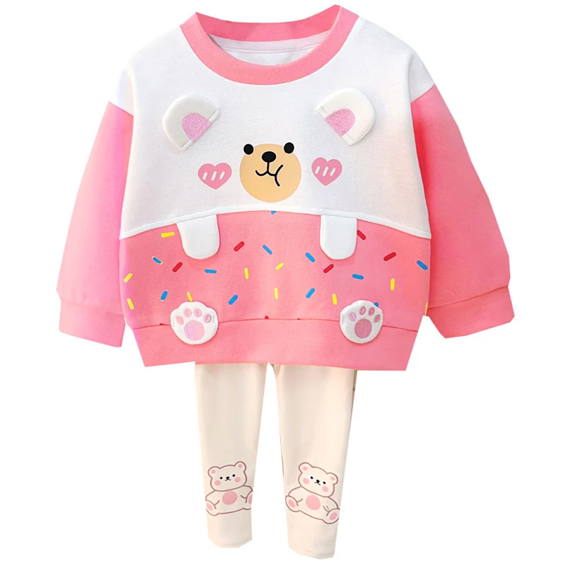 

2023 Spring Toddler Kids Clothing Baby Girls Cartoon Long Sleeve T Shirt Pants Children Clothes Infant Outfit Sets for 1-4 Years