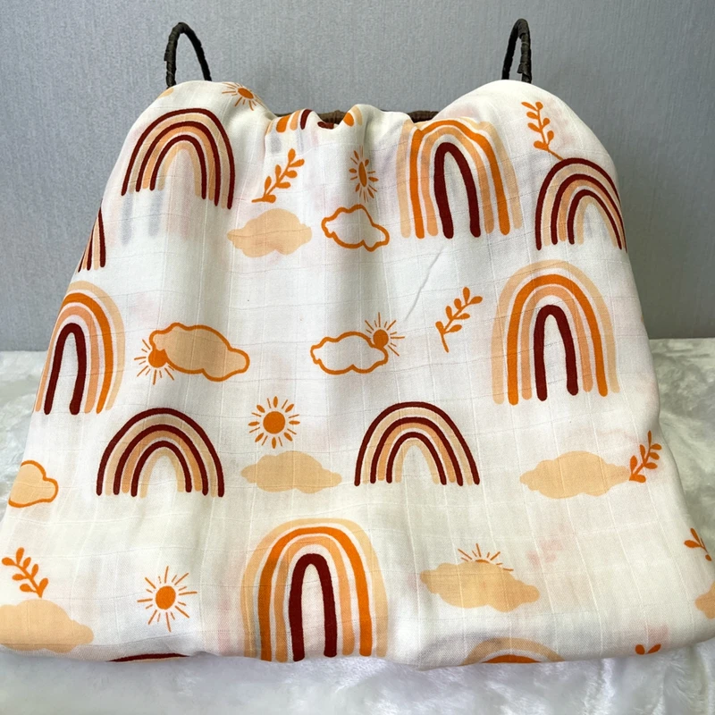 Boho Style muslin baby blanket organic bamboo swaddle soft newborn