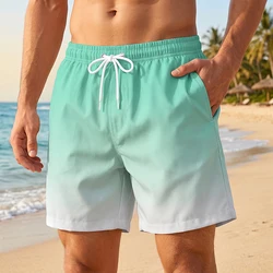 Men's Quick - Dry Swim Trunks with Mesh Lining and Side Pockets - XXXL (Green Gradient)