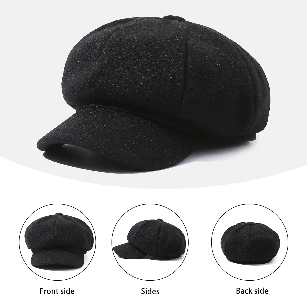 Forward Cap, Retro British-Style Peaked Cap, Korean-Style Painter's Hat, Trendy Beret for Men and Women, Fashionable Simple Octagonal Hat for Hiking and Trekking
