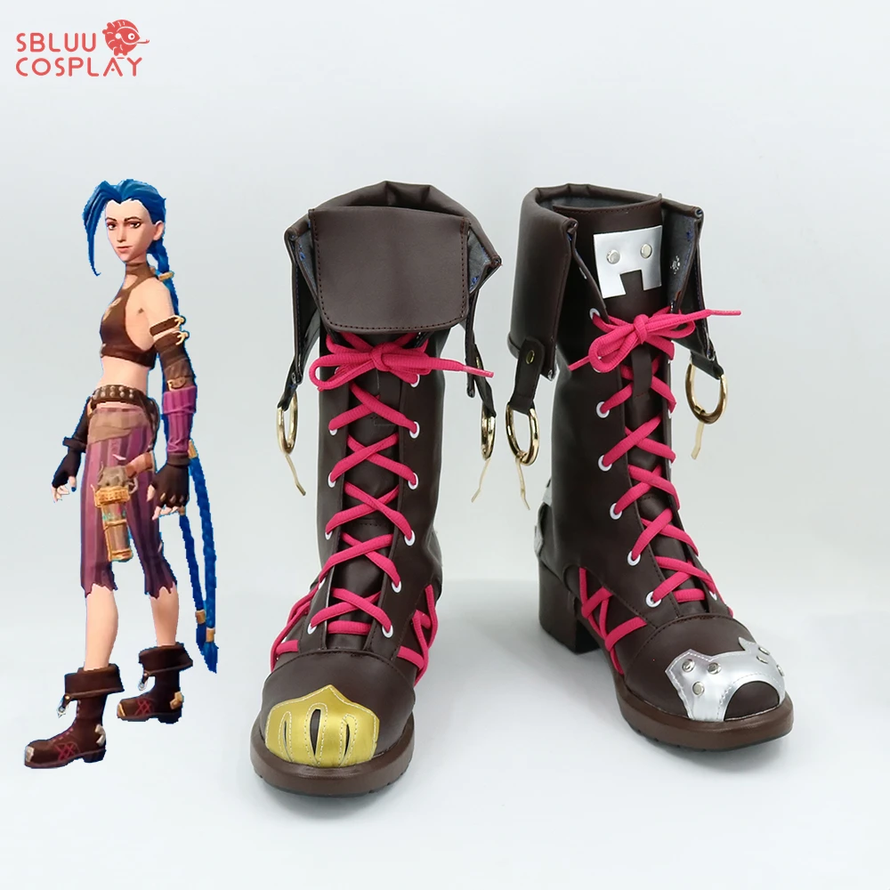 SBluuCosplay LOL Arcane Jinx Cosplay Shoes Game LOL Jinx Cosplay Shoes Women Black Shoes High Boots Heels Halloween anime outfits