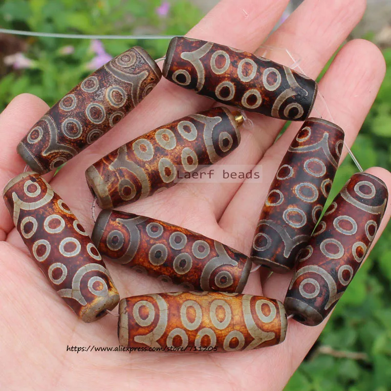 12-15mmx38-40mm Natural Ancient Tibet Dzi Agate Beads,Many Patterns ,Lucky Symbol,Powerful Amulet,For DIY Jewelry Making !