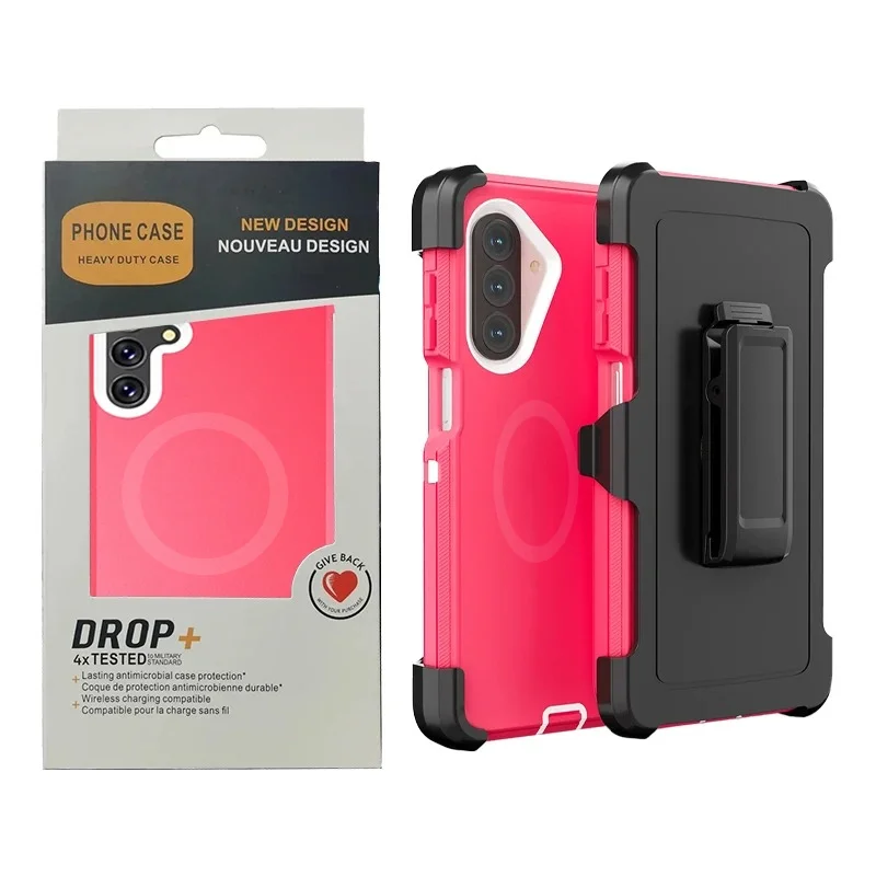 3IN1 Rugged Shockproof Defender Case with Rotatable Belt Clip and MagSafe Compatibility