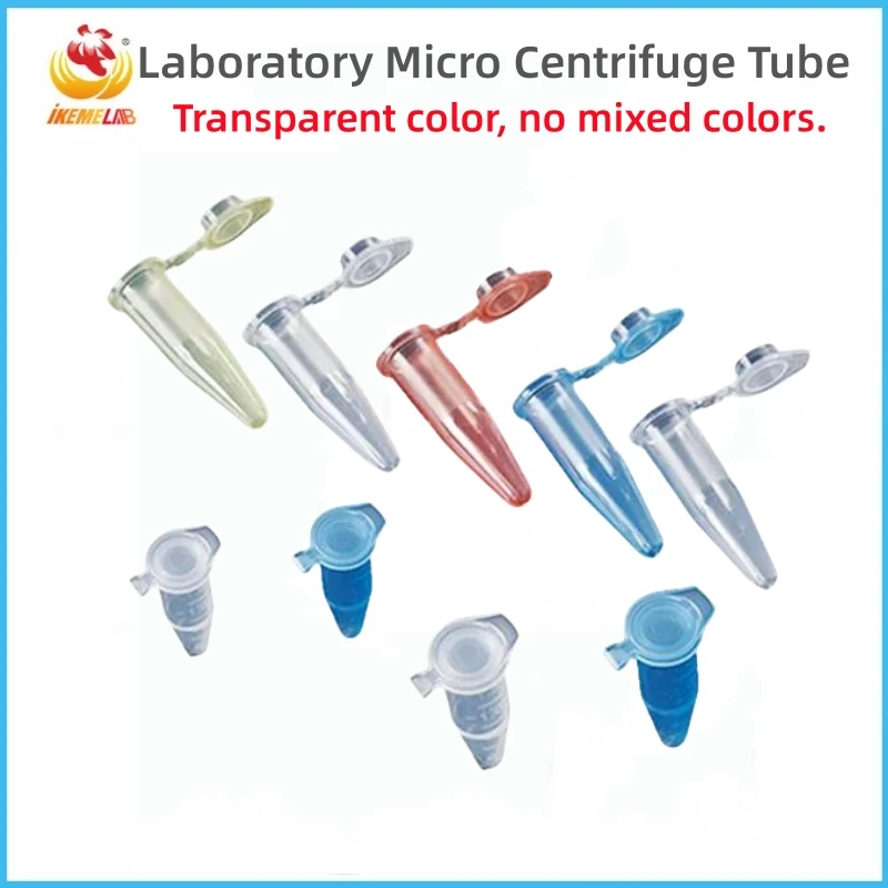 Plastic Test Tubes IKEME 500PCS Pcr Micro Centrifuge Tube 0.2ml 0.5ml 1.5ml 2ml Snap Cap Plastic Test Tube Laboratory Centrifuge Tubes With Scale