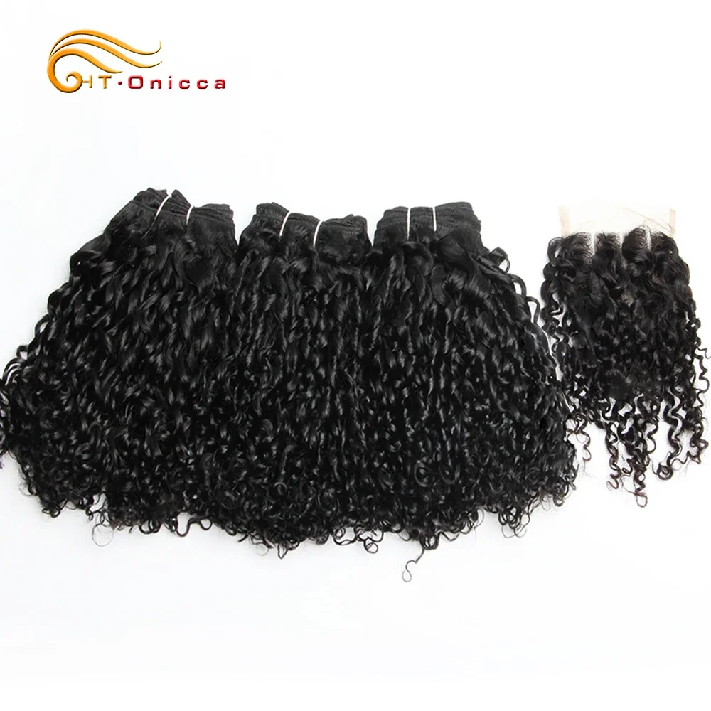 

Ombre Double Drawn Pixie Curls Bundles With Closure Brazilian Human Hair Weave 3 Bundles With Closure Natural Hair Extensions